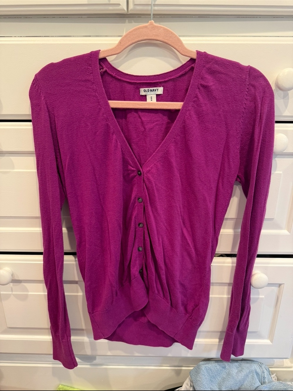 Old Navy Women's Bright Fuchsia Button-Front V-Neck Cardigan